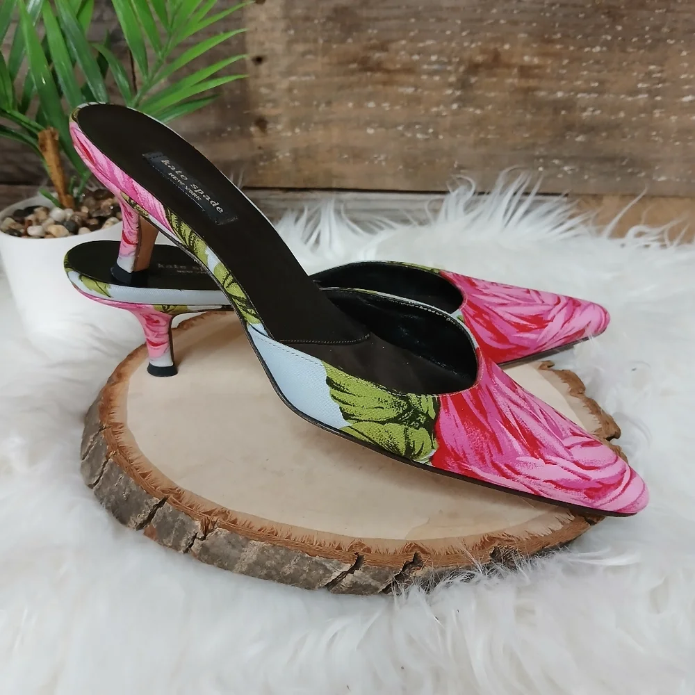 Kate Spade Pink Floral Heels - Picture 1 of 10